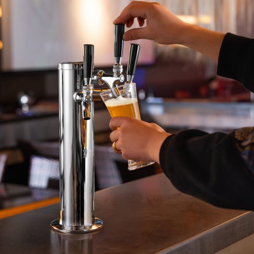 VEVOR Bierzapfturm mit 3 Zapfhähnen, Bierfassturm aus Edelstahl, Kegerator-Turm-Kit mit Vormontierten Schläuchen &amp; selbstschließenden Zapfhähnen für Partys, Bars, Pubs und Restaurants