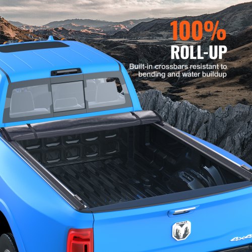 VEVOR Ladeflächenabdeckung, aufrollbare Ladeflächenabdeckung, kompatibel mit 2002-2018 Dodge Ram 1500, 2003-2024 2500 3500, 2019-2024 Classic, für 6,4 x 5,5 Fuß große Ladefläche, weiches PVC-Material