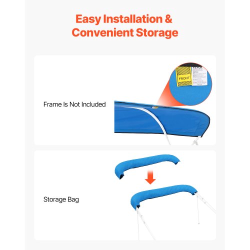 VEVOR Ersatz-Bootsverdeck Bootsmarkise Bimini Top für Boote 231-244cm Blau