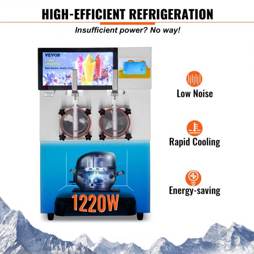 VEVOR 8L Kommerziell Slusheis Maschine Eismaschine Slushy 1800W Slushgerät