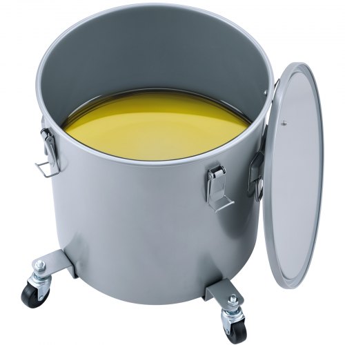 VEVOR Fritteusen-Fetteimer, 30 L Ölentsorgungsbehälter mit Rollensockel, Kohlenstoffstahl mit Rostfreier Beschichtung, Öltransportbehälter mit Deckel, Verschlussklammern