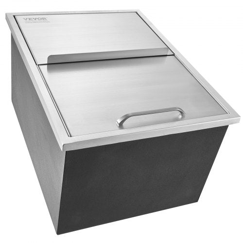 VEVOR 55,23 L Drop-in-Eisbox, 608 x 457 x 333 mm Edelstahl-Eiskühler, Kommerzieller Eisbehälter mit Schiebedeckel, Eingebaute Eisspeichertruhe, Abflussrohr &amp; Ablassstopfen im Lieferumfang Enthalten