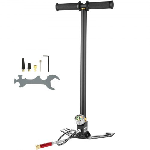 VEVOR Handluftpumpe, 4500 psi Luftgewehrpumpe, 310Bar PCP-Pumpe 3 Stage Luftgewehr Lade Stirrup Handpumpe, Handbügelpumpe Dreistufige Steigbügelpumpe, Handluftpumpe Kompletter Zubehörsatz