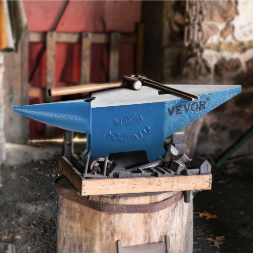 VEVOR Einzelhorn-Amboss Stahlamboss 39 kg, Schmiedestahlwerkzeuge Amboss mit rundem &amp; quadratischem Loch, robuster Schmied, Juweliere, langlebiges &amp; robustes Metallbearbeitungswerkzeug Blau
