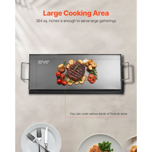 VEVOR Flache Grillplatte Grillpfanne Karbonstahl BBQ Kochgeschirr 812x310mm