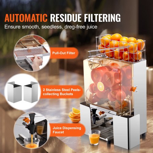 VEVOR Kommerzielle Orangensaftpresse, 120 W, Saftpresse, Extraktor, Wasserhahn