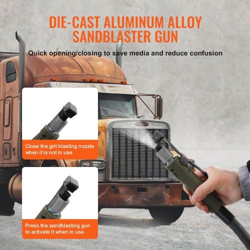 VEVOR Sandstrahlen, 40 L Sandstrahlmaschine, 60-125 PSI Mobiler Sandstrahler mit Zubehör, 2,4 mm, 2,7 mm, 3,2 mm, 3,6 mm Keramikdüsen Sandstrahlerrohr, 2,5 m Schlauchlänge Siphon-Schleifeinheiten