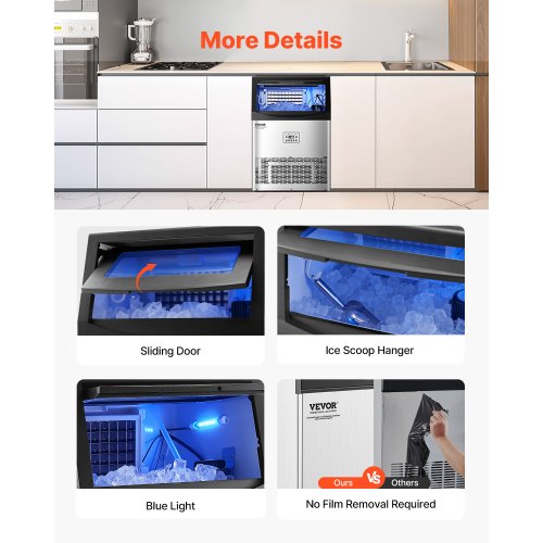 VEVOR Kommerzielle Eisbereiter Eismaschine 40,82kg/Tag LED Anzeige Restaurant