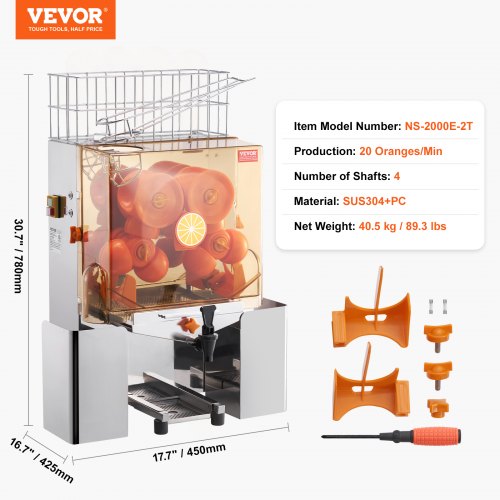 VEVOR Kommerzielle Orangensaftpresse, 120 W, Saftpresse, Extraktor, Wasserhahn