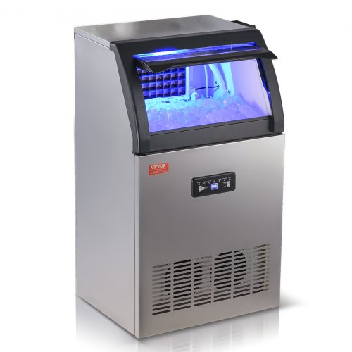 VEVOR Kommerzieller Eiswürfelbereiter Eismaschine 52 kg / 24 h, Leichte Würfeleismaschine 15 kg Eisspeicherkapazität 50 Stk. Eiswürfel, Edelstahl Eiswürfelbereiter inkl. Wasserfilter &amp; Eisschaufel