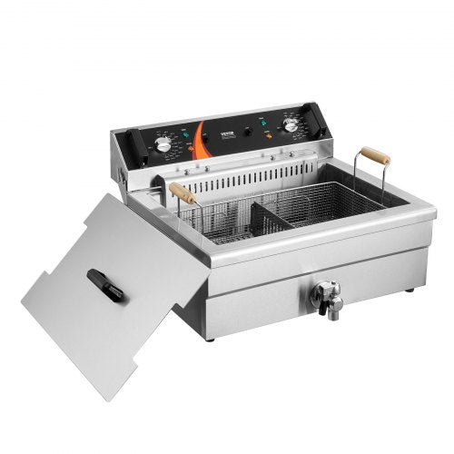 VEVOR Kommerzielle Elektrische Fritteuse 2250W 20L Edelstahl Upgrade 200°C