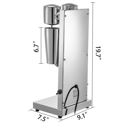 VEVOR Getränkemixer 150 W Milchshaker Elektrisch 800 ml Doppelköpfe Silbrig Elektrischer Mixer für Shakes Cocktailmixer Milchshake Maschine Barmixer