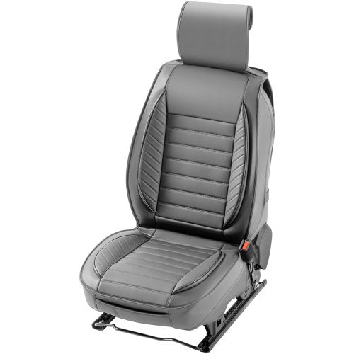 VEVOR Sitzbezüge, Universal-Autositzbezüge für Vordersitze, 2-teiliger Kunstleder-Sitzbezug, halbgeschlossenes Design, abnehmbare Kopfstütze und Airbag-kompatibel, Autos, SUVs und Lkws, Grau
