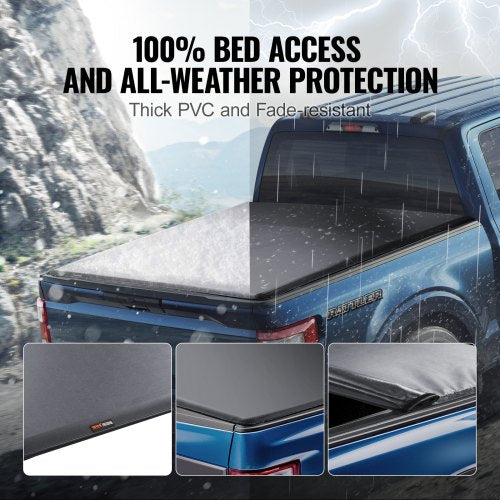 VEVOR Ladeflächenabdeckung, Rollbare Ladeflächenabdeckung, Kompatibel mit Ford F-150 Styleside-Ladefläche 2009-2024, für 16,7 x 16,4 m große Ladefläche, Weiches PVC-Material, 100 % Ladeflächenzugang