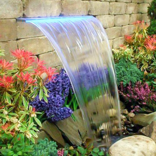 VEVOR Schwallduschen Wasserfall 90 x 8 x 21 cm Schwalldusche Pool aus Acrylmaterial Wasserfall und Bachlaufsets 8 m Netzkabel für Garden Wand