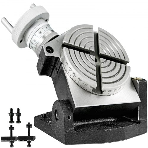 VEVOR Teilapparat Rundtisch 100mm Rundteiltisch Horizontal Vertikal Teilkopf Teilapparat schwenkbar zum Fräsen und Bohren