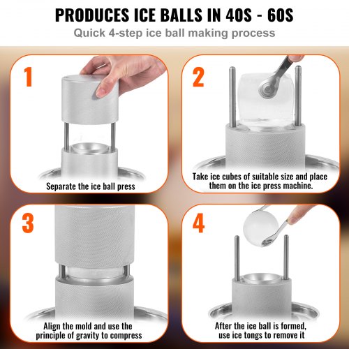 VEVOR Eiswürfelbereiter Eiswürfelformen Satz 60 mm, Eiswürfelform Eiskugelform mit Eiszange &amp; Tropfschale, Alu Strapazierfähige Eiswürfelformen Eiswürfelbehälter Whisky Americano, Saft &amp; Milch Silber
