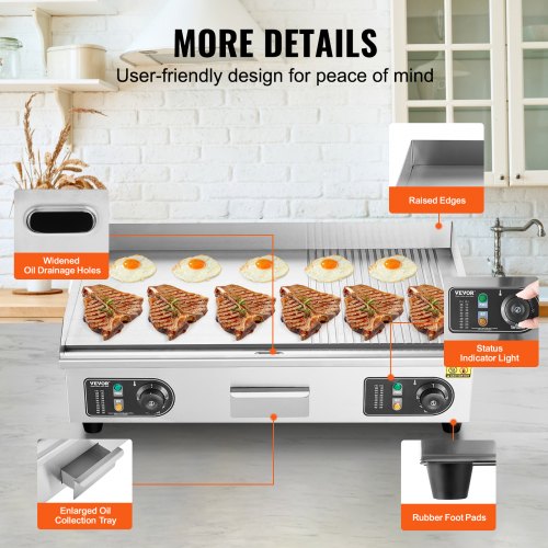 VEVOR Kommerzielle elektrische Grillplatte 4400 W Arbeitsplatten-Grill