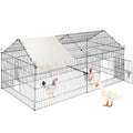 VEVOR Hühnerstall 220 x 106 x 104 cm Freilaufgehege aus pulverbeschichtetem Eisen Freigehege mit 4 Türen Voliere Kleintierstall Tiergehe Geeignet für