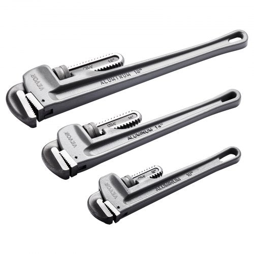 VEVOR 3-teiliges Aluminium-Rohrzangen-Set gerade 10/14/18 Zoll Sanitär-Schlüssel