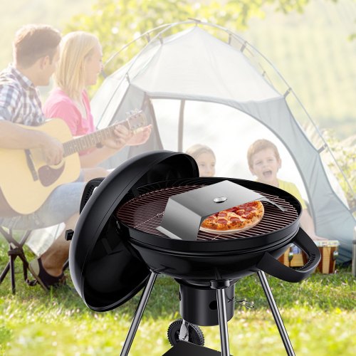 VEVOR Pizzaaufsatz Gasgrill, 3 Stk. Pizzahaube 48x35x17 cm Holzkohlegrill Pizzaofen, 50-300 ℃ Edelstahl Pizzaaufsatz 3 kg Pizzaofen Outdoor Garten Pizzastein Pizzakruste Pizzaschneider, Bürste
