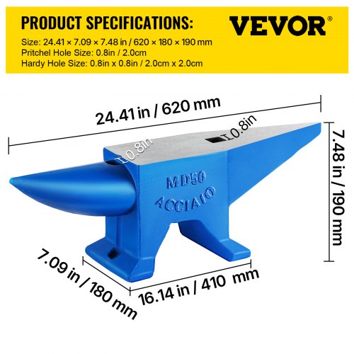 VEVOR Schmiede Amboss 48,1 kg Schiemdewerkzeuge geschmiedeter Stahl mit rundem und quadratischem Loch, Amboss für Schmiede und Juweliere, langlebiges &amp; robustes Metallbearbeitungswerkzeug,