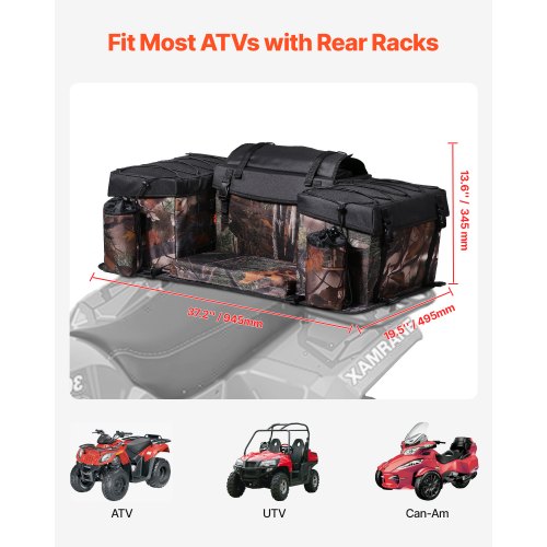 VEVOR 68L ATV Hinten Tasche Hecktasche Aufbewahrungstasche Schwamm Kissen