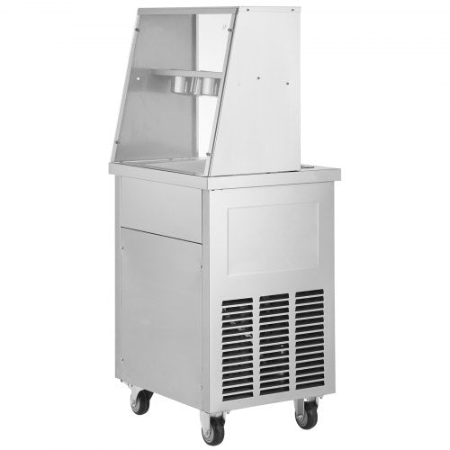 VEVOR Maschine für Frittierte Eisrollen, Quadratische 35,4 x 35,4 cm Große Pfanne zum Frittieren von Eis, Kommerzielle Eismaschine aus Edelstahl mit Kompressor und 2 Schabern