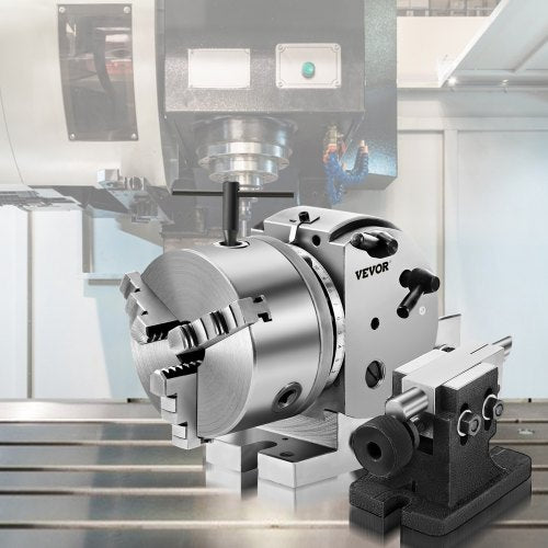 VEVOR Teilapparat mit backenfutter MT2, Rotary Tisch mit Indizierung Höhe der Mitte 100 mm, Dividing Head 23 kg, Rotary Tisch mit Tellern, Eine Starke Unterstützung zu Bearbeitenden Werkstück