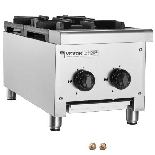 VEVOR Kommerzieller Gasherd mit 2 Brennern Arbeitsplatte Kochplatte Küche