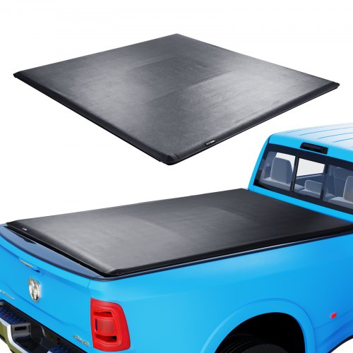 VEVOR Ladeflächenabdeckung, aufrollbare Ladeflächenabdeckung, kompatibel mit 2002-2018 Dodge Ram 1500, 2003-2024 2500 3500, 2019-2024 Classic, für 6,4 x 5,5 Fuß große Ladefläche, weiches PVC-Material