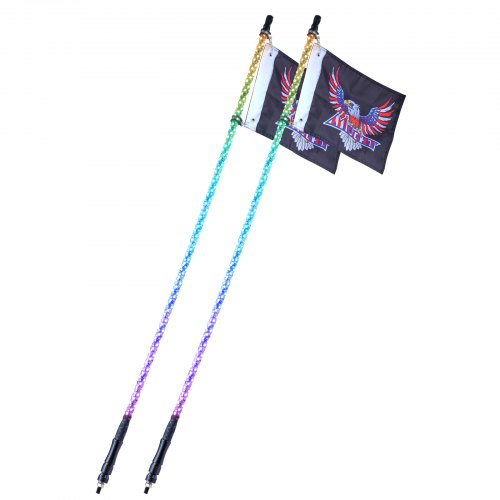 VEVOR LED Whip Light 2PCS 5FT RGB Spiral Antenna Light Remote App ATV UTV RZR