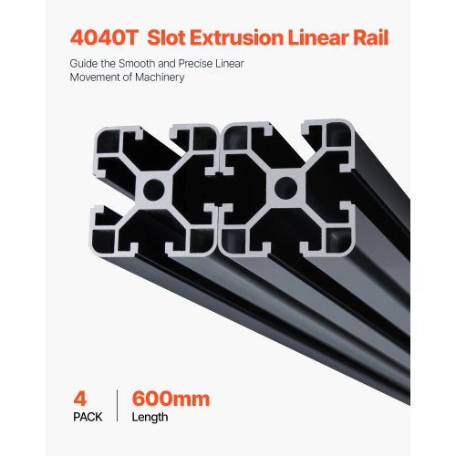 VEVOR 4er Set Aluprofil 600mm Nutenprofil 4040 Aluminium Linear Schiene