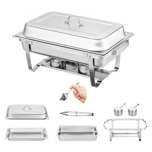 VEVOR Edelstahl Warmhaltebehälter Speisenwärmer Wärmebehälter 4x7,5L 4 Stk Chafing Dish Set