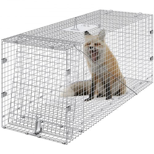 VEVOR Käfigfalle für lebende Tiere, 106,7 x 40,6 x 45,7 cm, humane Katzenfalle, Katzen, Eichhörnchen, Mäuse