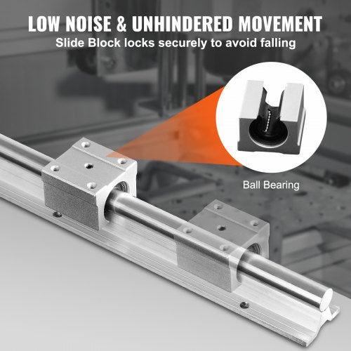 VEVOR Linearführungsschienen-Set, SBR16 2000 mm, 2 Stück 78,7 Zoll/2000 mm SBR16 Führungsschienen und 4 Stück SBR16UU Gleitblöcke, Linearschienen und Lagersatz für automatisierte Maschinen, DIY-Projek