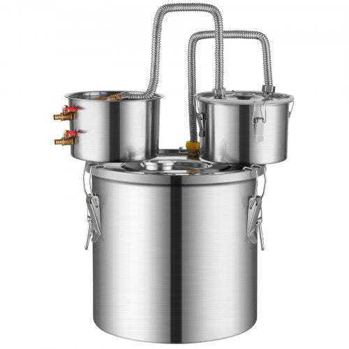 VEVOR Alkoholdestillieranlage 50L Destilliergerät mit Doppelkondensator Silber