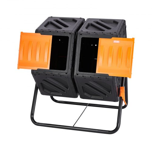VEVOR Tumbling-Komposterbin Komposter Tumbler 140 L, Trommelkomposter Drehbar Doppelraum Tumbling Komposter 785 x 605 x 795 mm, 40 kg Belastbarer Garten Kompostbehälter inkl. Handschuhe
