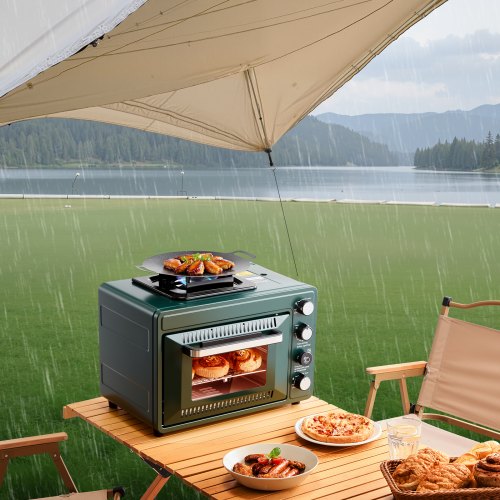VEVOR Outdoor Ofen 2 in 1 Tragbarer Gas Camping Herd OfenEinstellbare Feuer