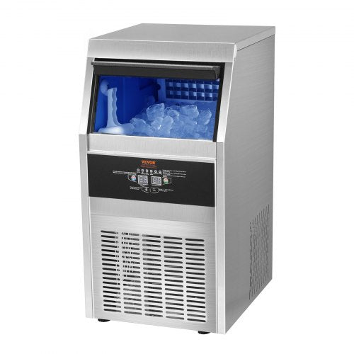VEVOR Kommerzieller Eiswürfelbereiter Eismaschine 41 kg / 24 h, Leichte Würfeleismaschine 11 kg Eisspeicherkapazität 45 Stk. Eiswürfel, Edelstahl Eiswürfelbereiter inkl. Wasserfilter &amp; Eisschaufel