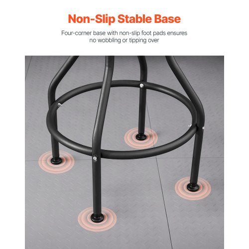 VEVOR Rollbarer Mechanikerhocker Verstellbarer Garagensitz Drehbar 136kg