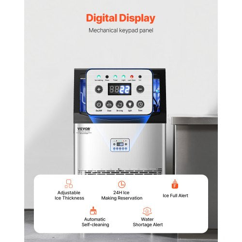 VEVOR Kommerzielle Eisbereiter Eismaschine 40,82kg/Tag LED Anzeige Restaurant