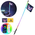 VEVOR 1 Stück 4 Fuß Peitschenlicht, APP- und RF-Fernbedienung, LED-Peitschenlicht, Wasserdichte 360°-Spiral-RGB-Peitschen mit Beleuchtung &amp; 2 Flaggen, für UTVs, ATVs, Motorräder, RZR, Can-Am