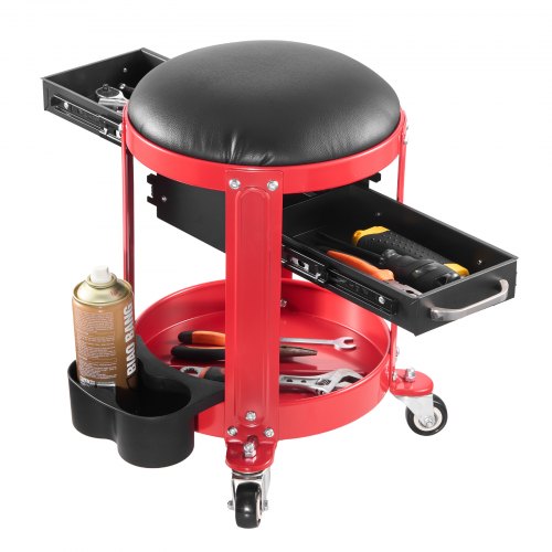 VEVOR Rollbarer Mechanikerhocker Verstellbarer Garagensitz mit Stauraum 136kg