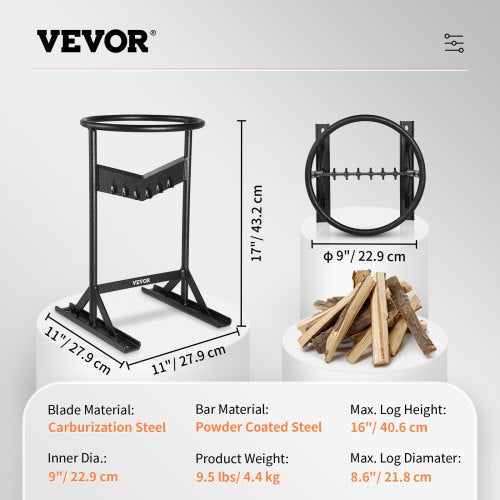 VEVOR Manueller Holzspalter 27,9 x 27,9 x 43,2 cm Spaltwerkzeug pulverbeschichteter Stahl Brennholz Holzspalter 5,5 cm Klingenbreite Holzschneider 40,6 cm