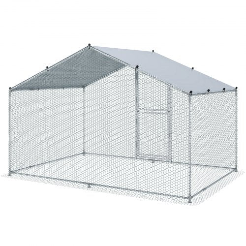 VEVOR Hühnerstall, 2 x 3 x 2 m Hühnerhaus Freilaufgehege mit Sonnenschutzdach PE-Plane, Stahl Kleintierstall Hühnerhaus Dach Geflügelstall Hühnerkäfig für Hühner, Enten, Gänse, Kaninchenn usw.