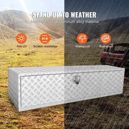 VEVOR Unterboden-Aluminium-Werkzeugkasten für LKW, 152,4 x 61 x 61 cm, Werkzeugaufbewahrung für Anhänger und Wohnmobile