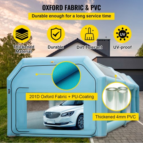 VEVOR Aufblasbare Sprühkabine Lackierzelt Lackierkabine Zelt 210D Oxford-Gewebe Pvc Auto Lackierkabine mit 2 abnehmbaren Türen Gebläse inkl Ideal