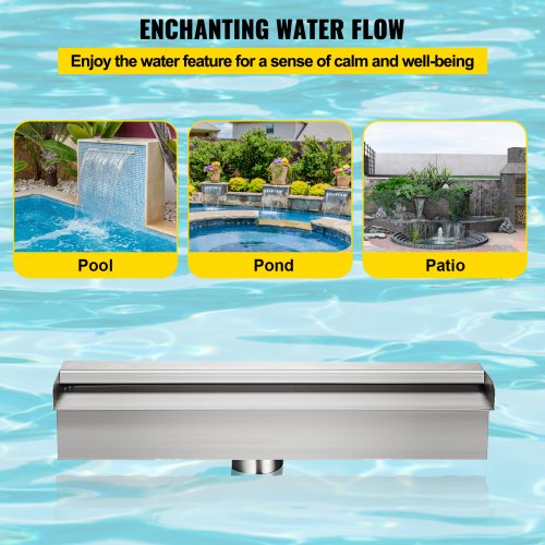 VEVOR Schwalldusche Poolfontäne Wasserfall 11,8x4,5x3,1 Poolbrunnen 1,3 Wasserfontäne 0,87 Dekoration Gartenteich