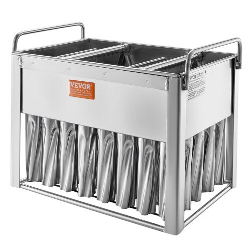 VEVOR Kommerzielle Formen für Eis am Stiel, 40 Stück Zylindrische Formen für Eis am Stiel, Formenhalter für Eismaschine aus Edelstahl mit 50 Eisstielen und Beuteln (Einzelformen-Set – 40 Stück)